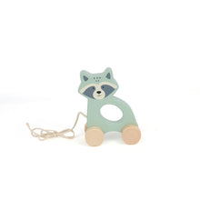 Load image into Gallery viewer, Bubble Wooden Raccoon Pull Along Toy