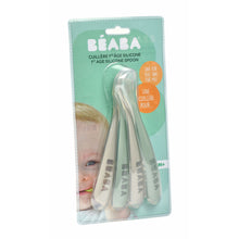 Load image into Gallery viewer, Beaba 1st Stage Silicone Spoons 4m+ 4 Pack - Velvet Grey/Sage Green
