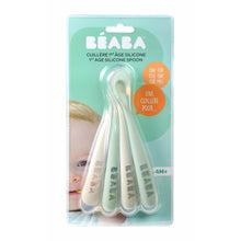 Load image into Gallery viewer, Beaba 1st Stage Silicone Spoons 4m+ 4 Pack - Velvet Grey/Sage Green
