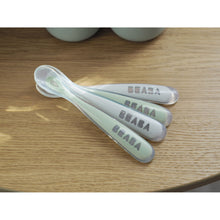 Load image into Gallery viewer, Beaba 1st Stage Silicone Spoons 4m+ 4 Pack - Velvet Grey/Sage Green
