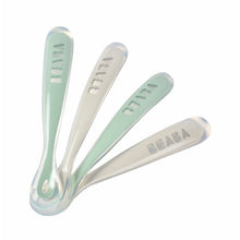 Load image into Gallery viewer, Beaba 1st Stage Silicone Spoons 4m+ 4 Pack - Velvet Grey/Sage Green
